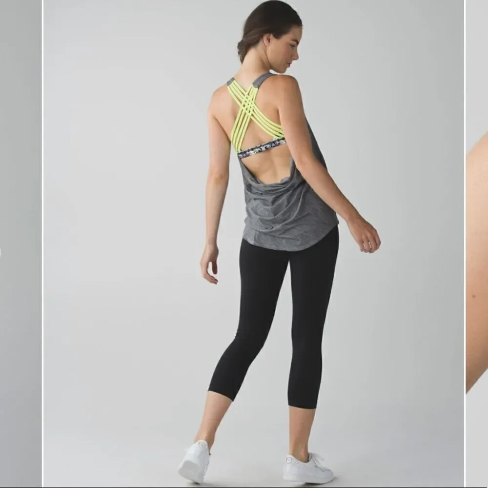 Lululemon Wild Tank Heathered Gray Yellow Floral